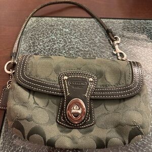 Coach Dark Green Signature Wristlet